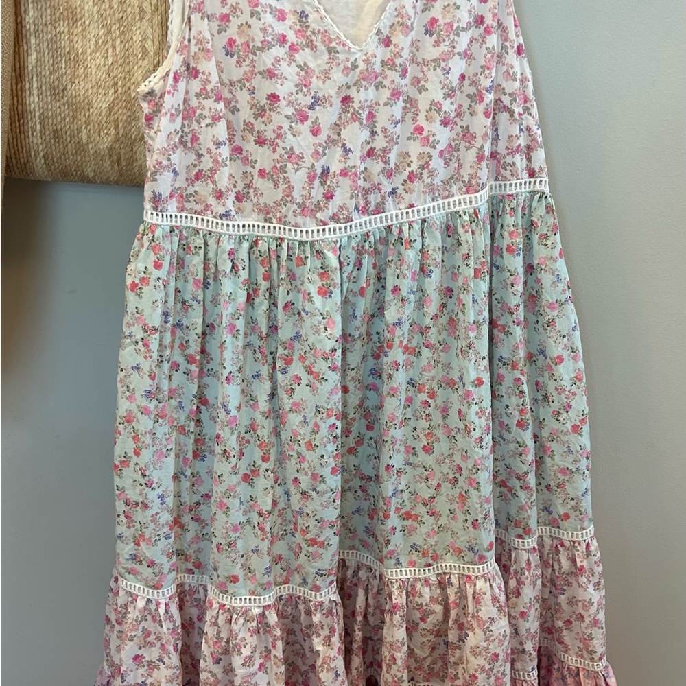LoveShackFancy Floral Cottage Babydoll Tiered Dress Spring Easter Size Small